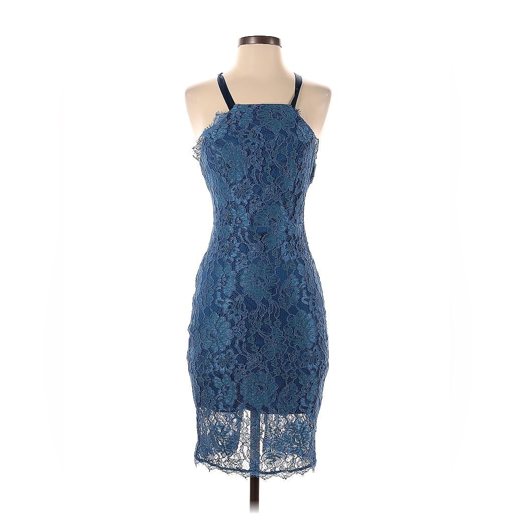 Size S Blue Lace Cocktail Dress With Low Back Never Been Worn
